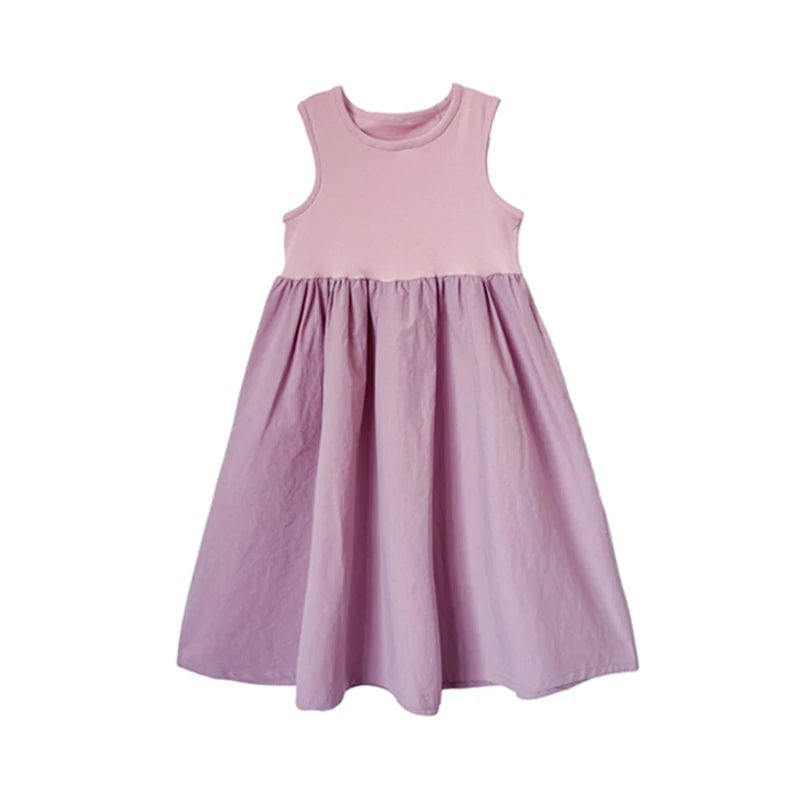 Girls' Sweet Princess Dress Sleeveless Patchwork And Ruffled Design Girl Baby Sleeveless Fluffy Dress