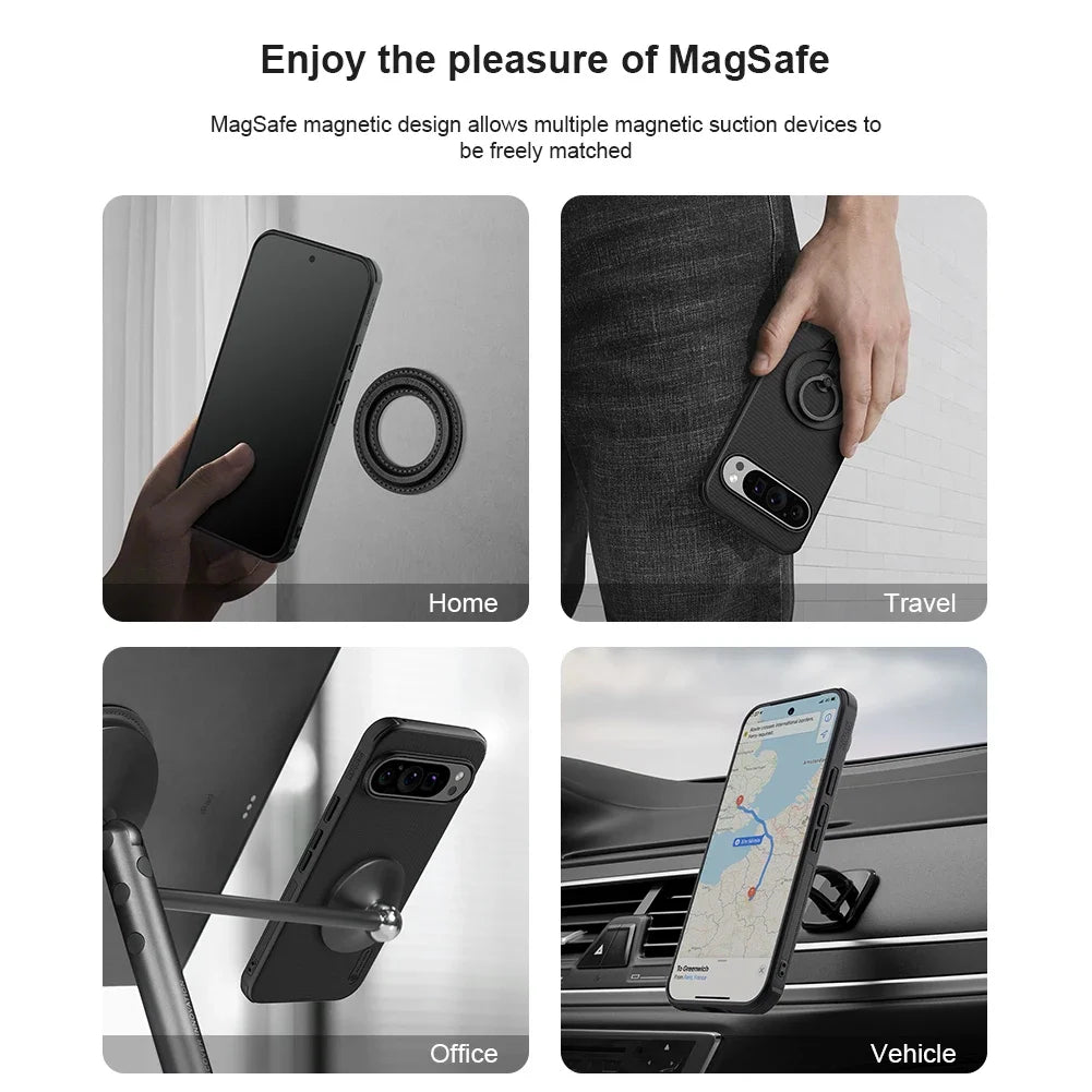 for Google Pixel 9 / 9 Pro / 9 Pro XL Case Nillkin Super Frosted Shield Hard PC Soft Edge for Magsafe Magnetic Protection Cover
