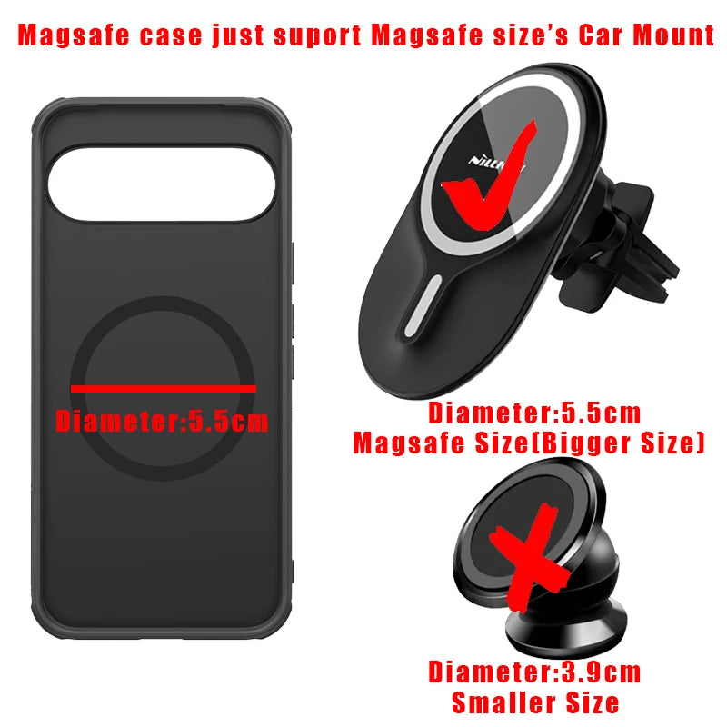 for Google Pixel 9 / 9 Pro / 9 Pro XL Case Nillkin Super Frosted Shield Hard PC Soft Edge for Magsafe Magnetic Protection Cover