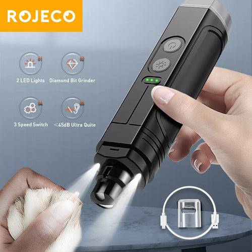 Electric Pet Nail Grinder — Rechargeable & LED-Lit