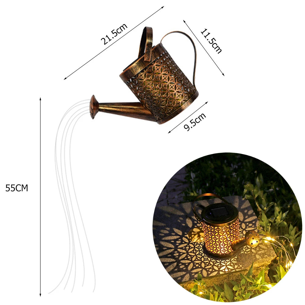 Solar Watering Can Light Butterfly Hanging Waterfall Lamp Waterproof Outdoor Garden Decoration Yard Porch Lawn Landscape Lamp