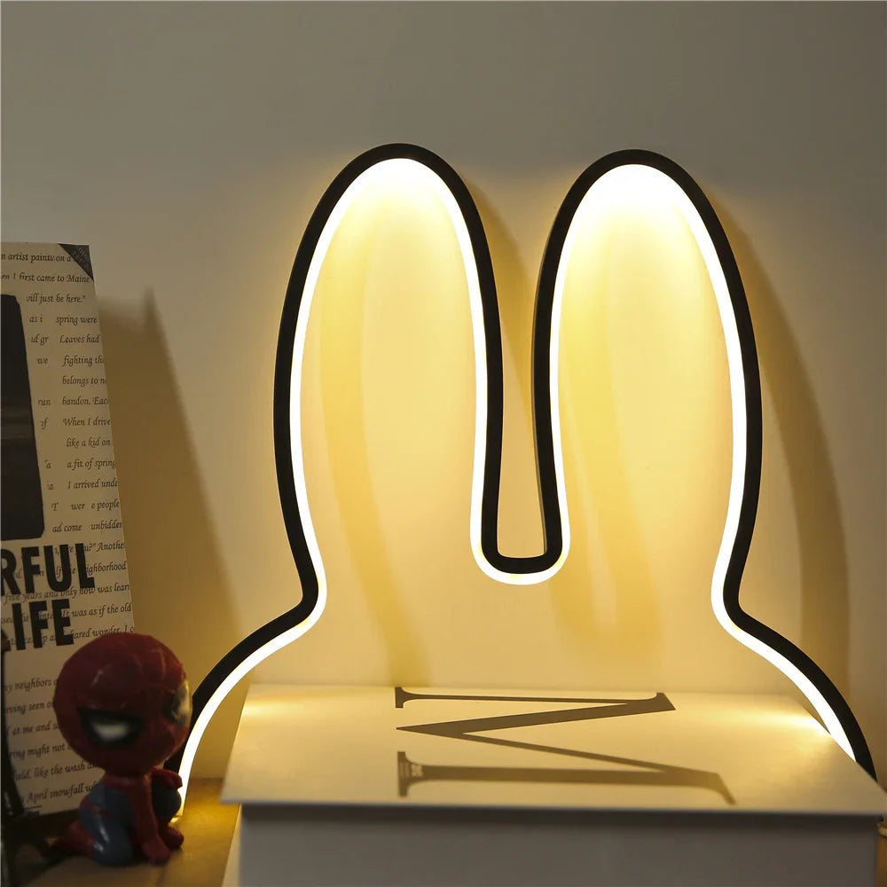 Rabbit Night Lights USB Powered LED Lamp Cute Animal LED Night Lamp Kids Baby Beside Table Lamp Bedroom Nightlight Holiday Gifts