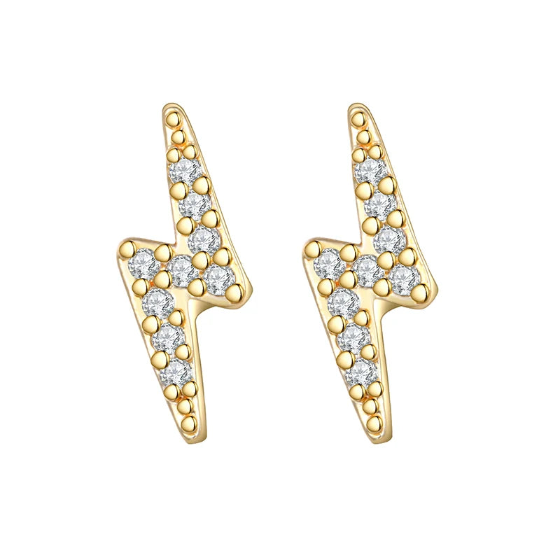 Korean Fashion Cubic Zirconia Yellow Silver Plated Stud Earring For Women Engagement Wedding Trendy Jewelry Gift Girls