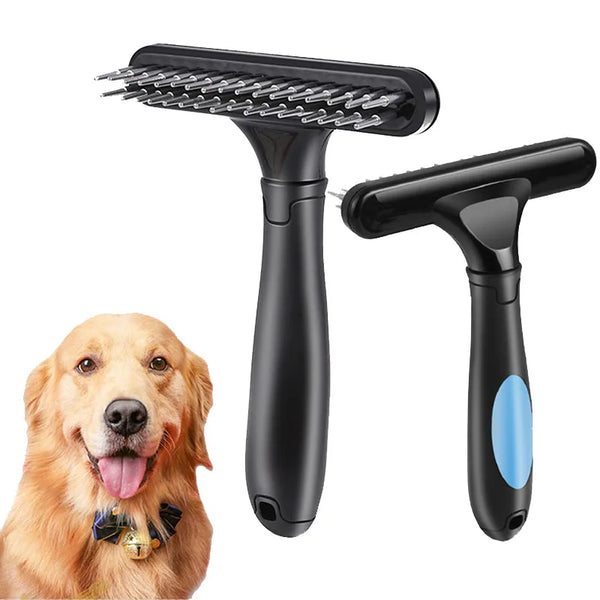 Dog Grooming Rake Steel Comb for Short or Long Hair Pets 2-in-1 Pet Combing Kit DeShedding Tool for Dogs Rabbits Cats Animals