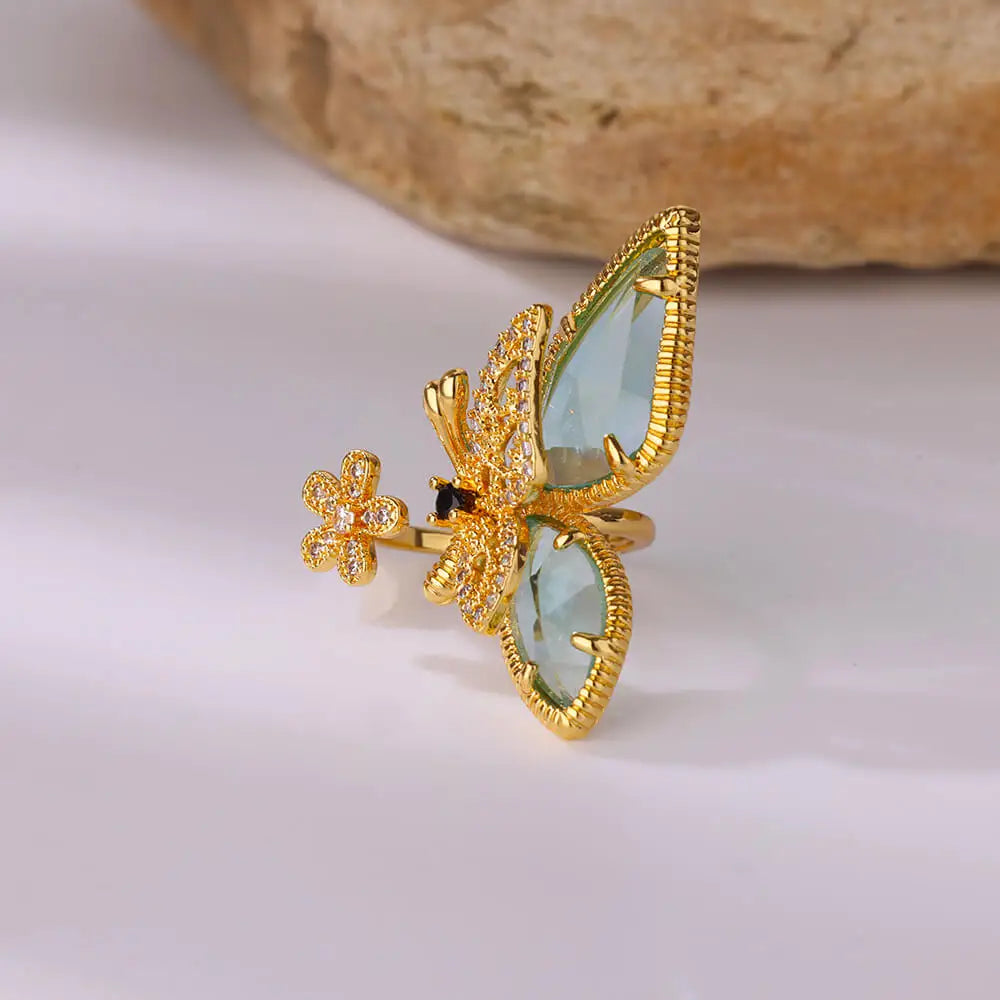Ziron Butterfly Rings for Women Bling Elegant Stainless Steel Ring 2024 Trend New in Design Couple Jewelry y2k Accessories mujer