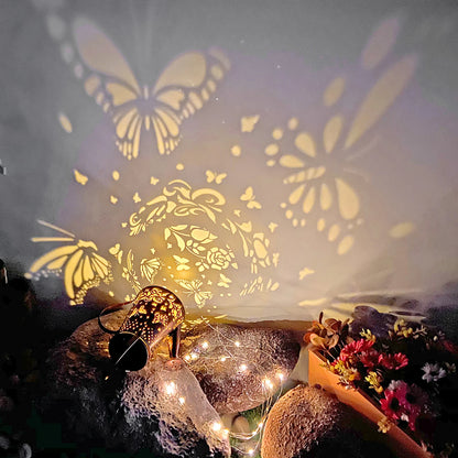 Solar Watering Can Light Butterfly Hanging Waterfall Lamp Waterproof Outdoor Garden Decoration Yard Porch Lawn Landscape Lamp