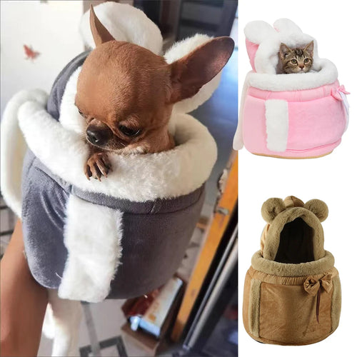 Outdoor Travel Cat Chihuahua Puppy Dog Carrier Bacpack Winter Warm Plush Pets Carrying Bag for Small Dog Cat 6/12kg Load-bearing