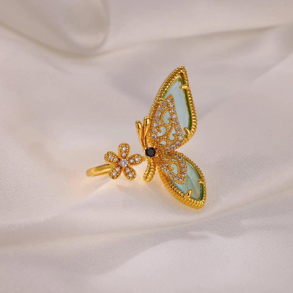 Ziron Butterfly Rings for Women Bling Elegant Stainless Steel Ring 2024 Trend New in Design Couple Jewelry y2k Accessories mujer