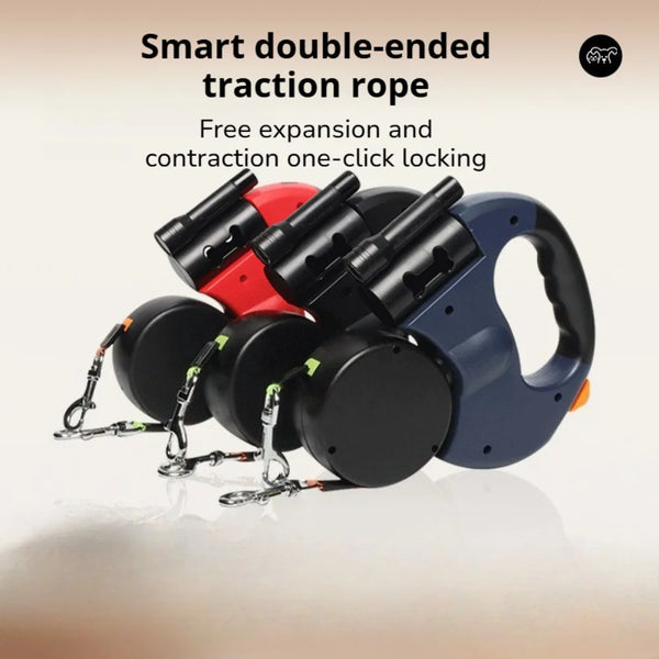 Automatic Dog Leash Dual Head Retractable 2 in 1 Pet Lead for Two Dogs