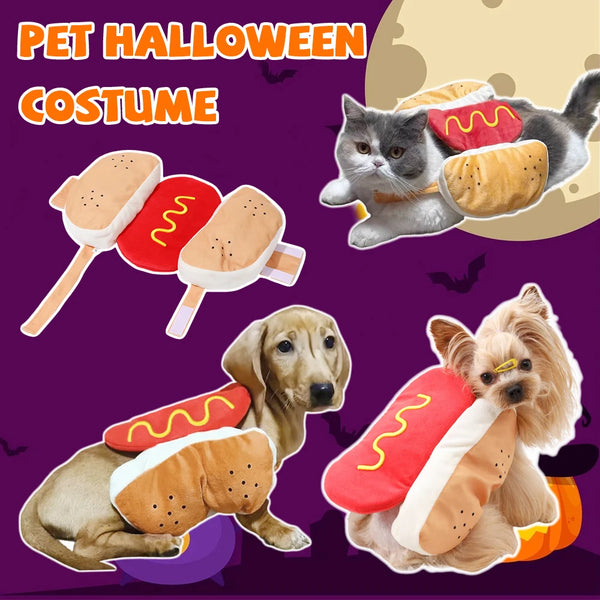 Funny Dog Clothes Halloween Pet Costume For Small Dogs Cat Hot Dog Shaped Dachshund Adjustable Puppy Cosplay Suit Party Apparel