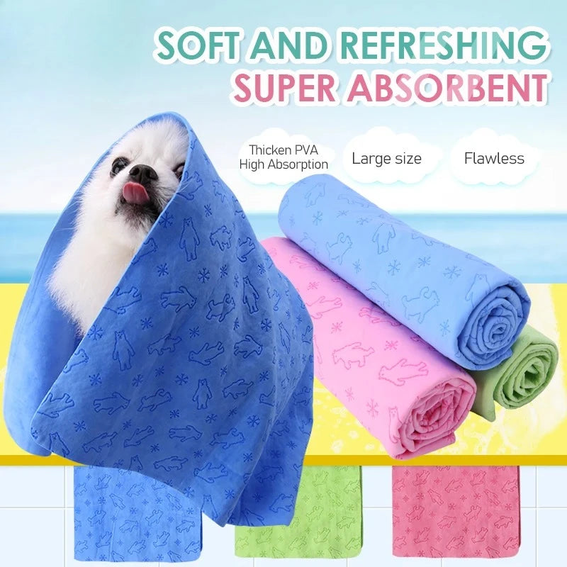 66x43cm Pet Cleaning Product, Dog, Cat, Bath, Hair, Car Wash, Large Imitation Deerskin Towel, Water-absorbing Quick-drying Towel