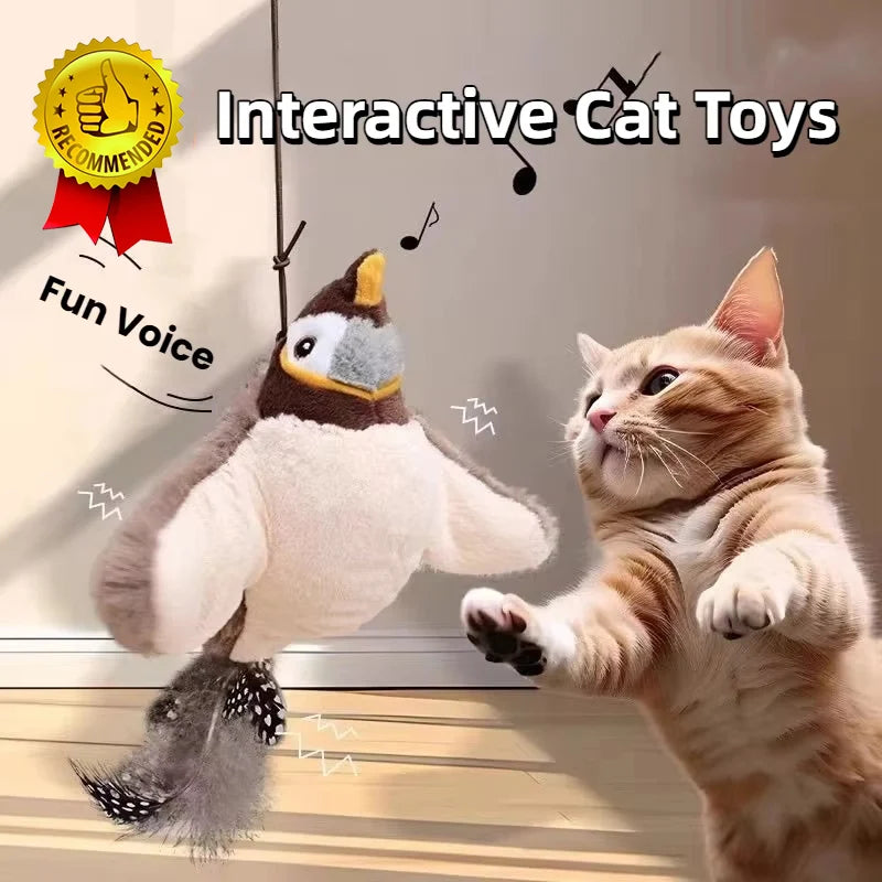 Pet USB Rechargeable Cat Interactive Toys Catnip Electric Pat Bird (with Catnip) Dog Cats Touch-Activated Squeaky Plush Hot Toy