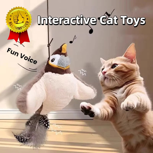 Pet USB Rechargeable Cat Interactive Toys Catnip Electric Pat Bird (with Catnip) Dog Cats Touch-Activated Squeaky Plush Hot Toy