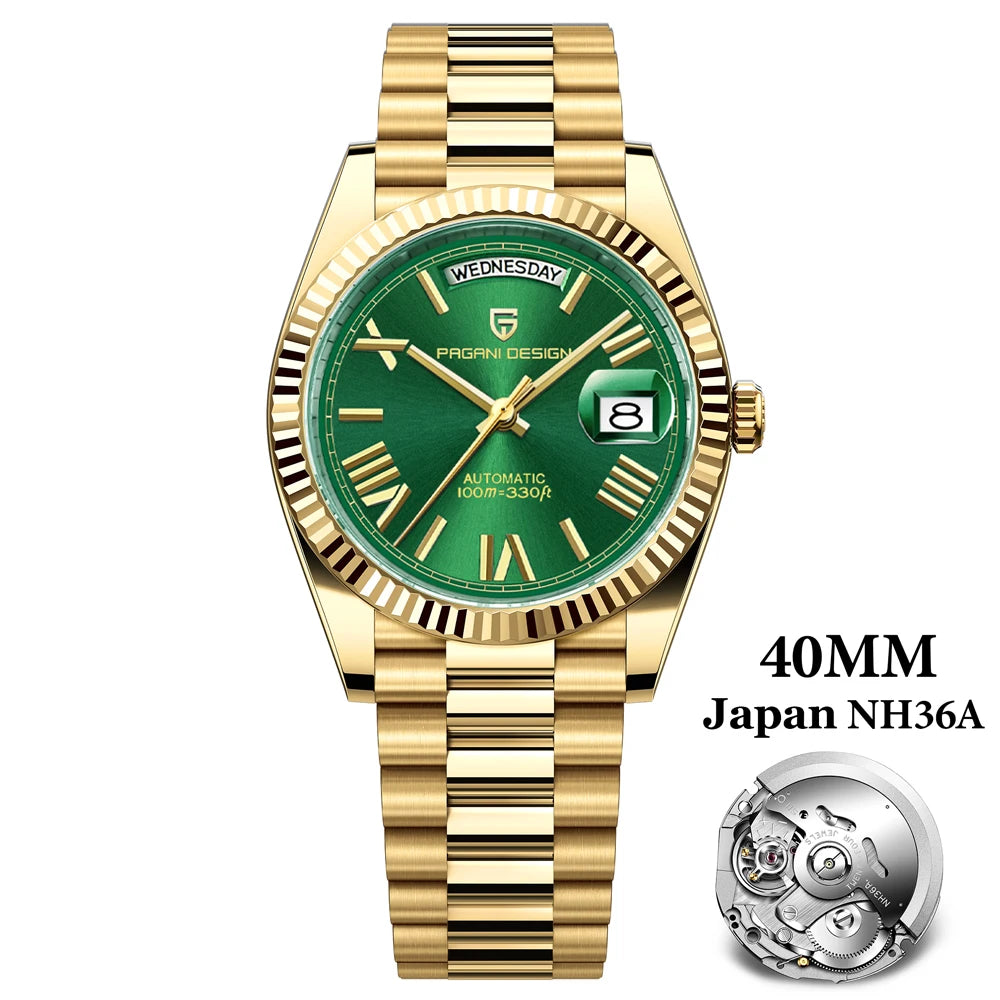 PAGANI DESIGN 2025 New Luxury Rose Gold DD40 Automatic Watch For Men NH36A Mechanical Wristwatch Men Stainless steel Waterproof