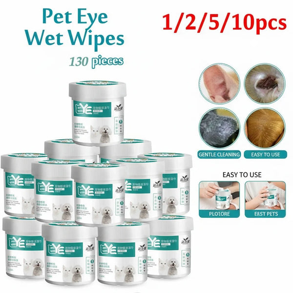 130 Pack Pet Tear Stain Remover Wet Wipes for Dogs & Cats Eye Cleaning Wipes to Remove Dirt And Stains from Eyes