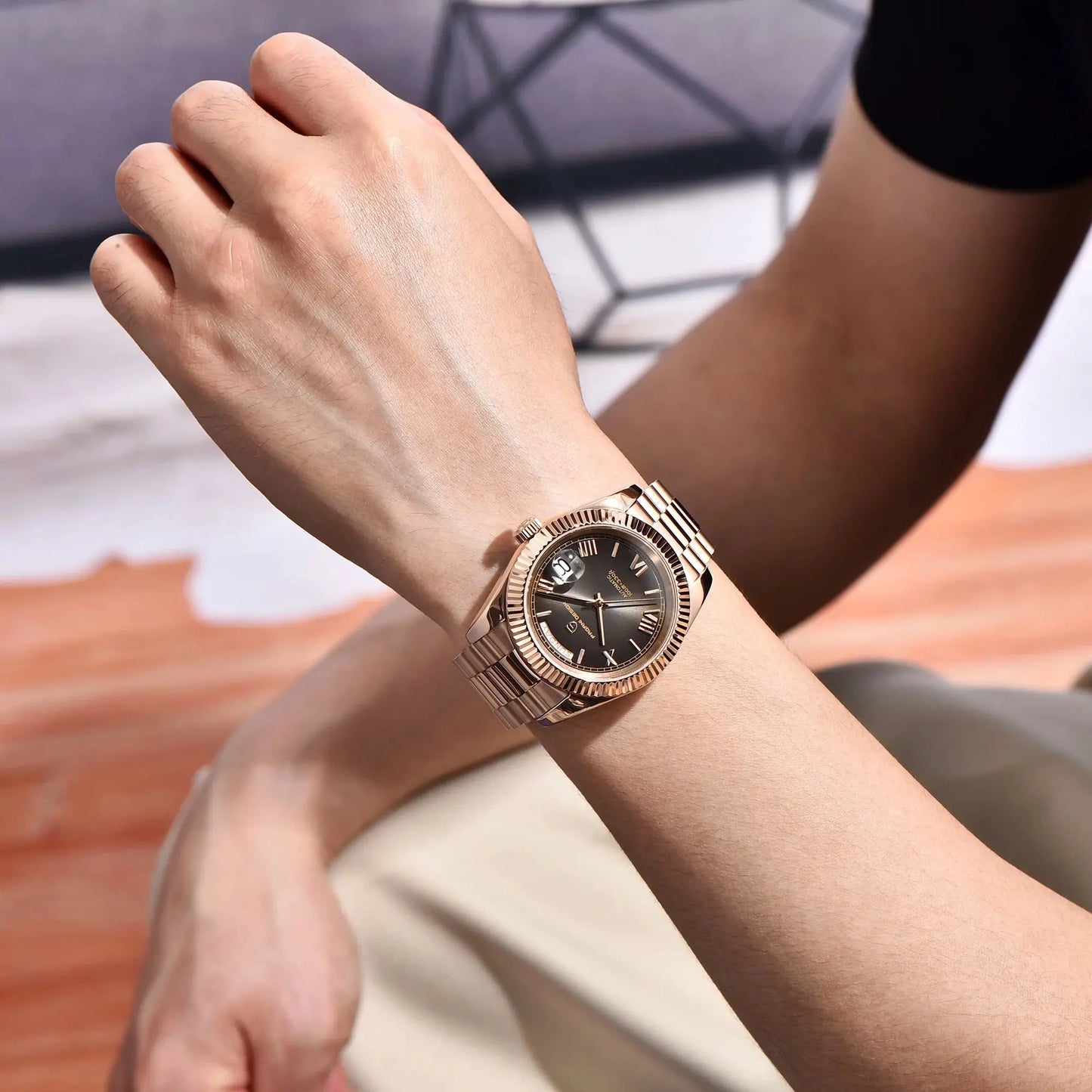 PAGANI DESIGN 2025 New Luxury Rose Gold DD40 Automatic Watch For Men NH36A Mechanical Wristwatch Men Stainless steel Waterproof