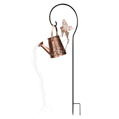 Solar Watering Can Light Butterfly Hanging Waterfall Lamp Waterproof Outdoor Garden Decoration Yard Porch Lawn Landscape Lamp