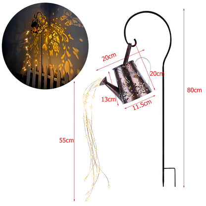 Solar Watering Can Light Butterfly Hanging Waterfall Lamp Waterproof Outdoor Garden Decoration Yard Porch Lawn Landscape Lamp