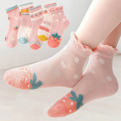 5 Pairs/lot Children Ultrathin Mesh Socks Baby Boys Girls Summer Cute Cotton Breathable Thin Soft Boat Socks Kids Socks 0-6 year