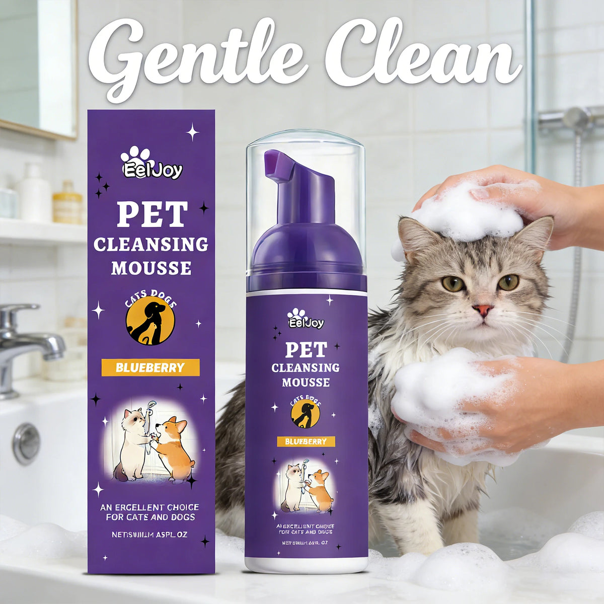 Pet Cleaning Foam Mousse Moisturizing Remove Stain Relieve Skin Discomfort Reduce Odor Long-Lasting Fragrance Gentle Pet Shampoo