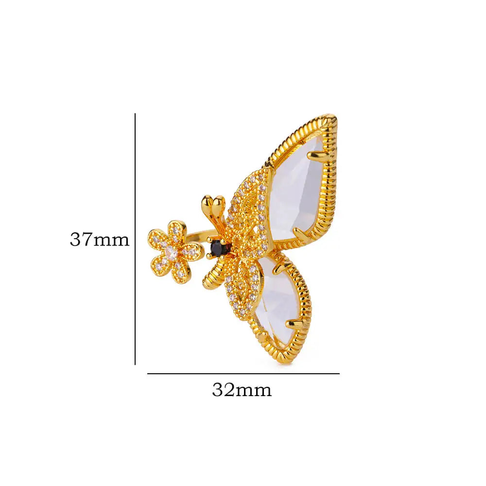 Ziron Butterfly Rings for Women Bling Elegant Stainless Steel Ring 2024 Trend New in Design Couple Jewelry y2k Accessories mujer