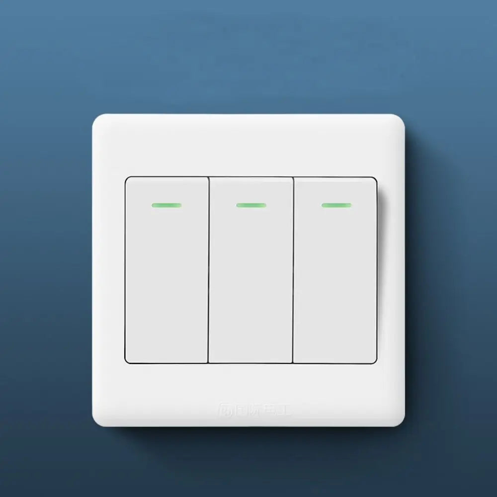 High Quality 1Way Button Wall Switches with Fluorescent Indicator Light Home Accessories 1/2/3/4 Gang Durable On/Off Push Button