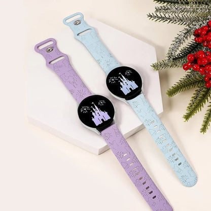 20mm Castle Floral Engraved Band for Samsung Galaxy Watch 7 6 5 4 Silicone Cute Fancy Sport Strap for Watch 5 Pro/Active 2