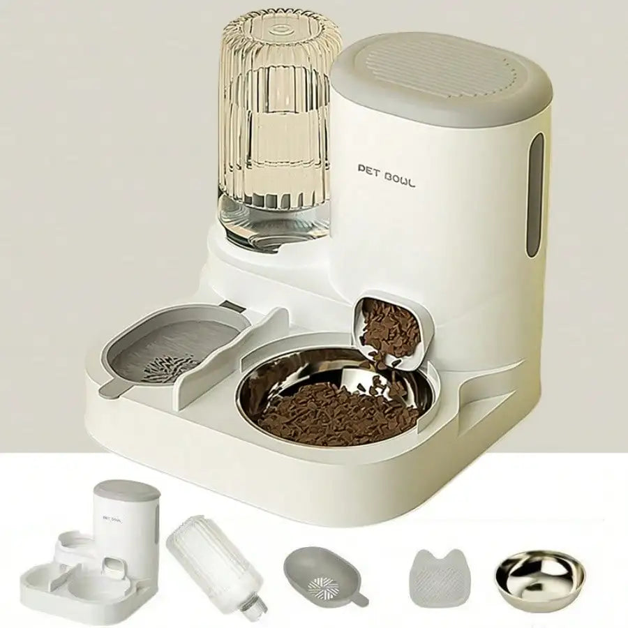 Automatic 2-in-1 Pet Feeder Water Dispenser Indoor Detachable Bowl