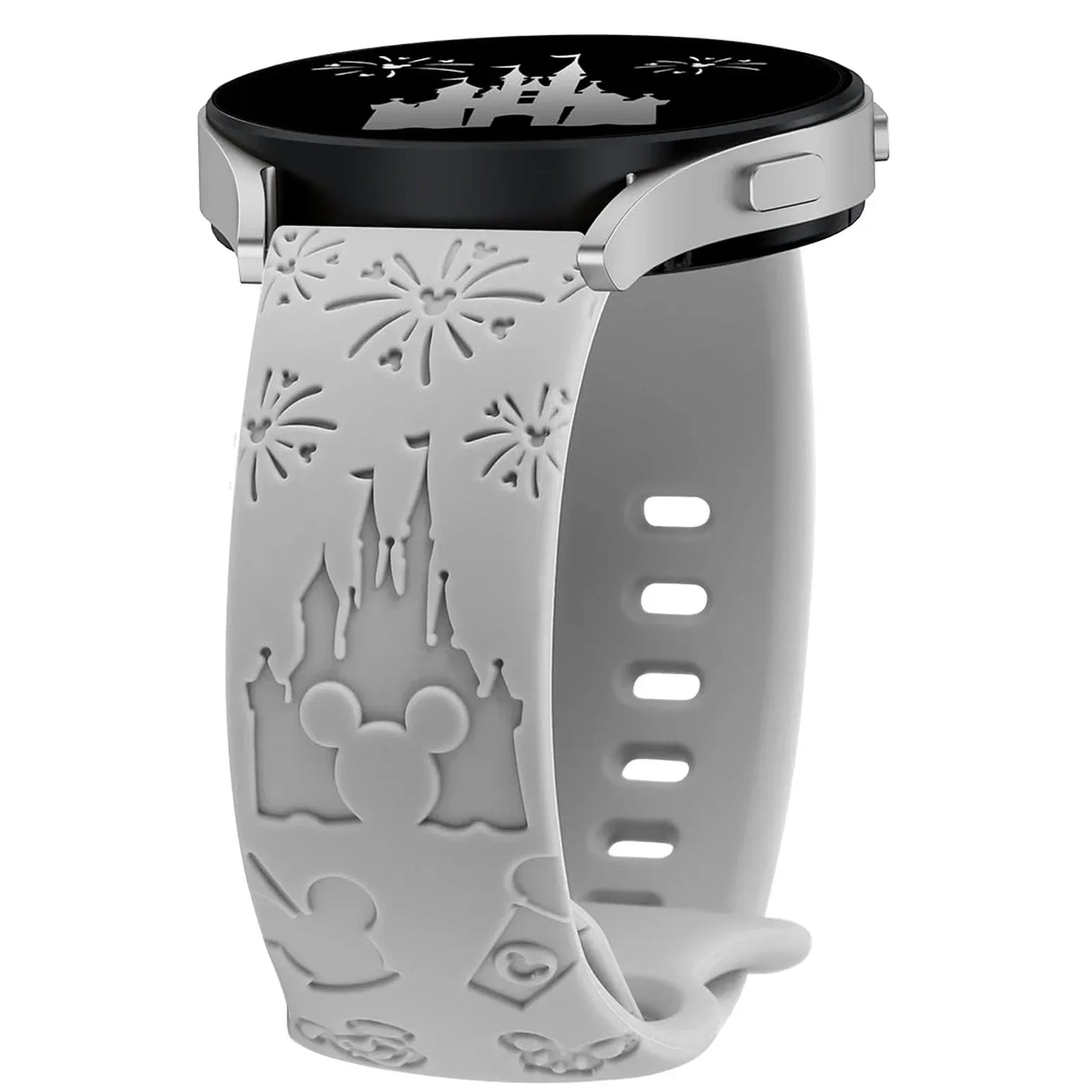 20mm Castle Floral Engraved Band for Samsung Galaxy Watch 7 6 5 4 Silicone Cute Fancy Sport Strap for Watch 5 Pro/Active 2