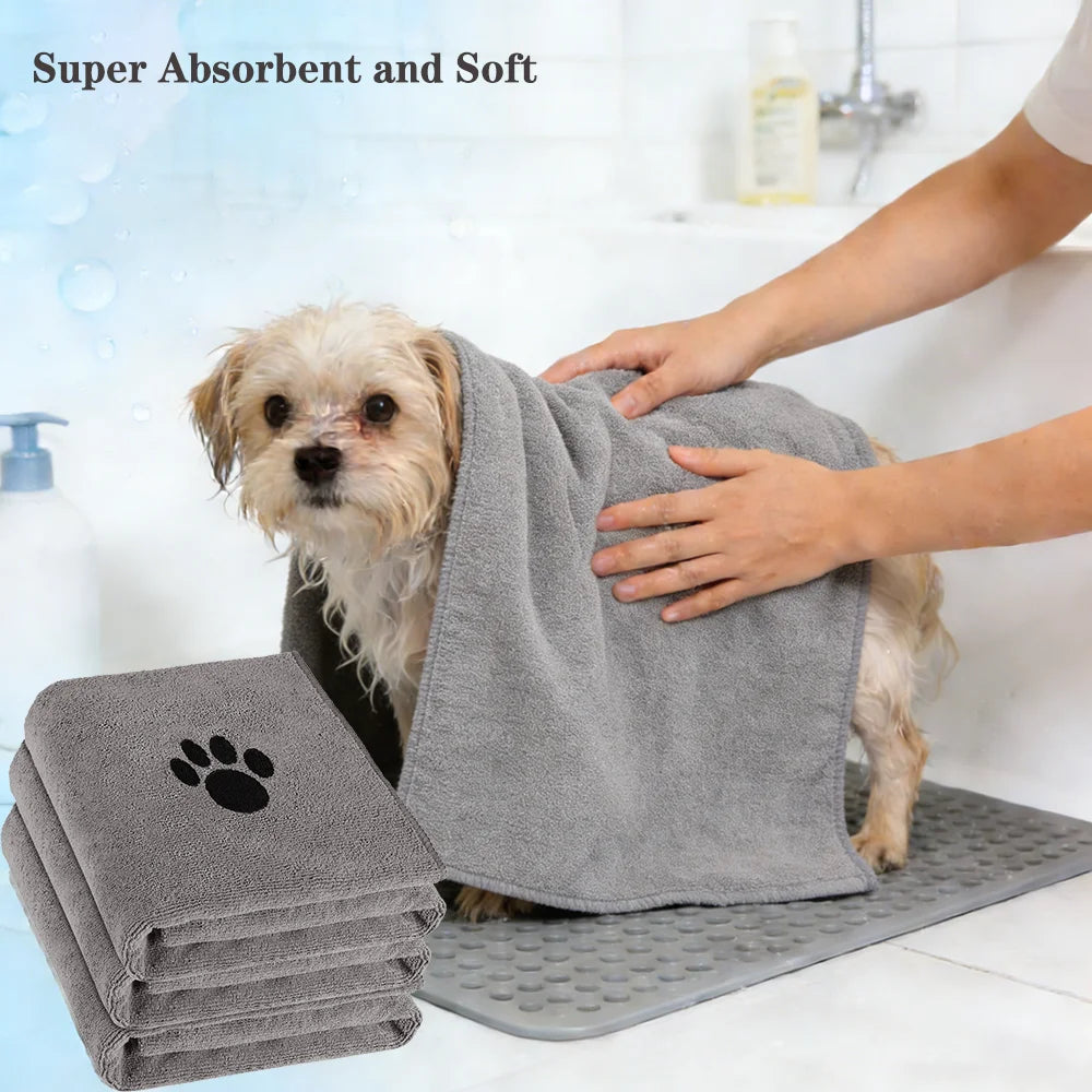 35*75cm/50*100cm Microfiber Pet Bath Towel Embroidered Super Soft Absorbent Cat For Dogs Grooming Supplies