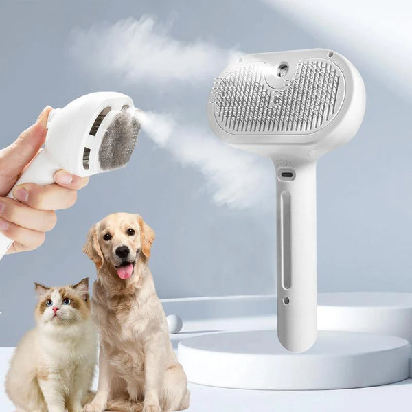 Dog Comb Pet Steam Massage Brush, Soft Round Head Hair Removal Comb for Dogs & Cats, Universal Grooming Accessory