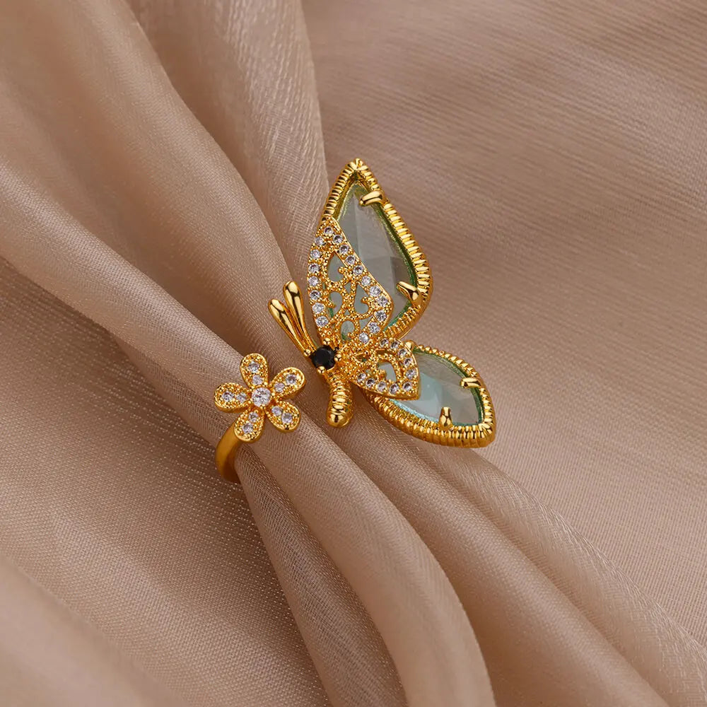 Ziron Butterfly Rings for Women Bling Elegant Stainless Steel Ring 2024 Trend New in Design Couple Jewelry y2k Accessories mujer