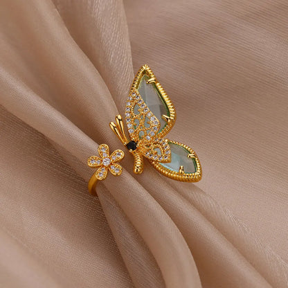 Ziron Butterfly Rings for Women Bling Elegant Stainless Steel Ring 2024 Trend New in Design Couple Jewelry y2k Accessories mujer