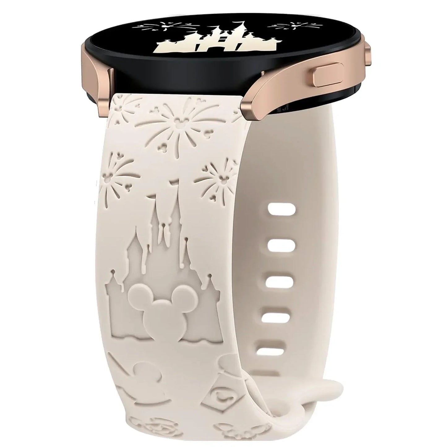 20mm Castle Floral Engraved Band for Samsung Galaxy Watch 7 6 5 4 Silicone Cute Fancy Sport Strap for Watch 5 Pro/Active 2