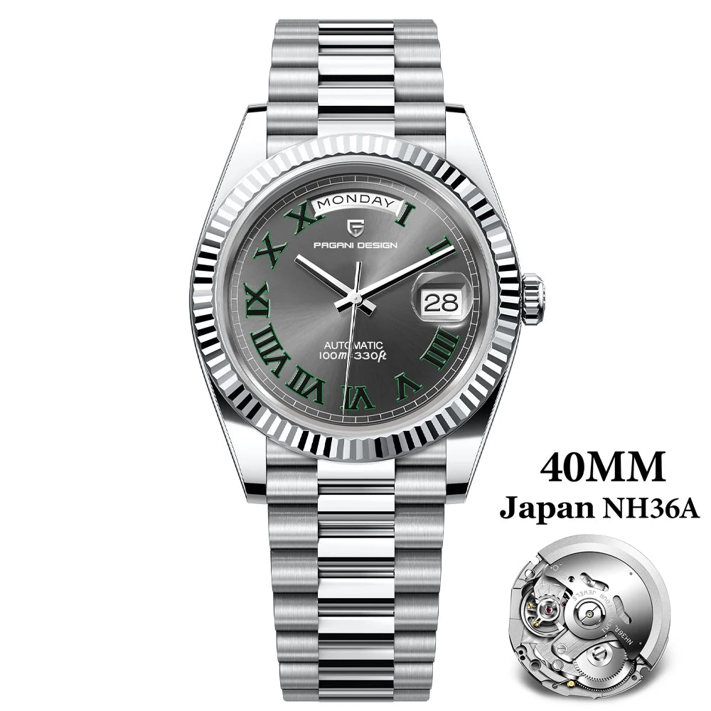 PAGANI DESIGN 2025 New Luxury Rose Gold DD40 Automatic Watch For Men NH36A Mechanical Wristwatch Men Stainless steel Waterproof