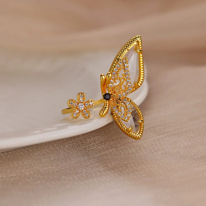 Ziron Butterfly Rings for Women Bling Elegant Stainless Steel Ring 2024 Trend New in Design Couple Jewelry y2k Accessories mujer