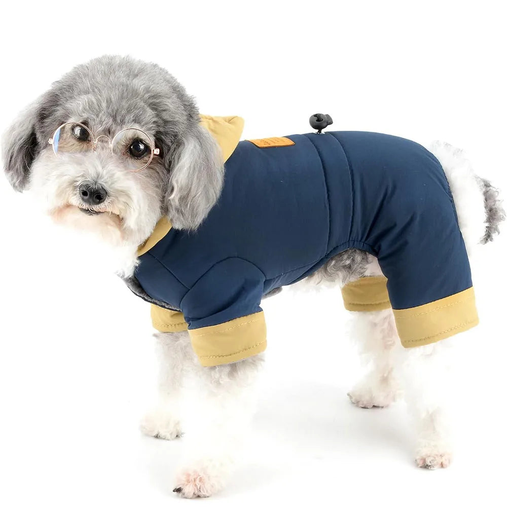 Winter Pet Puppy Clothes 4-Legged Dog Snowsuit for Small Dogs Warm Fleece Lined Dog Coat Cat Full Body Down Jacket Puffer Coats