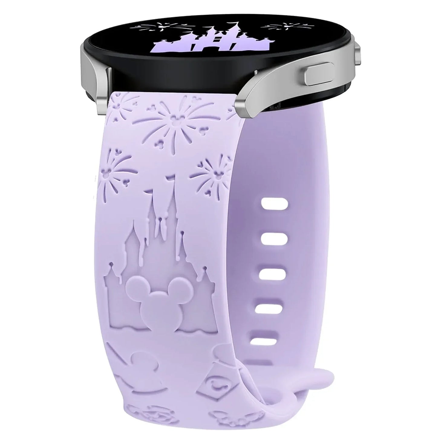 20mm Castle Floral Engraved Band for Samsung Galaxy Watch 7 6 5 4 Silicone Cute Fancy Sport Strap for Watch 5 Pro/Active 2