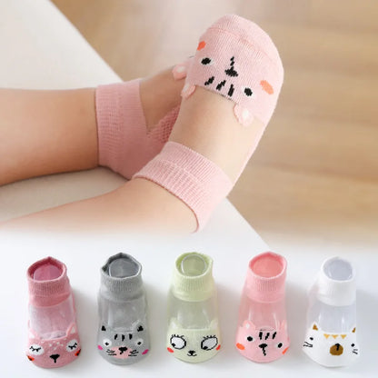 5 Pairs/lot Children Ultrathin Mesh Socks Baby Boys Girls Summer Cute Cotton Breathable Thin Soft Boat Socks Kids Socks 0-6 year