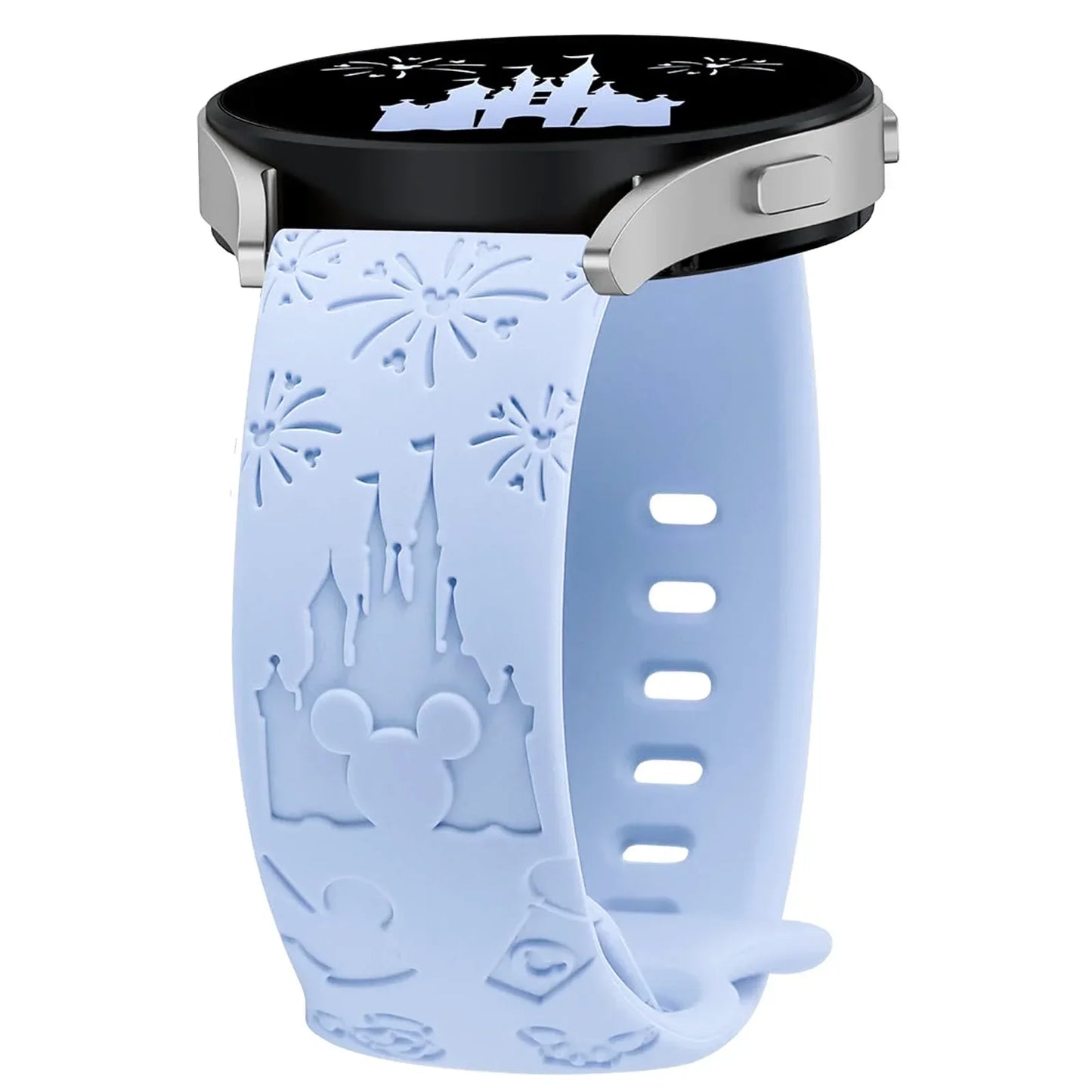 20mm Castle Floral Engraved Band for Samsung Galaxy Watch 7 6 5 4 Silicone Cute Fancy Sport Strap for Watch 5 Pro/Active 2