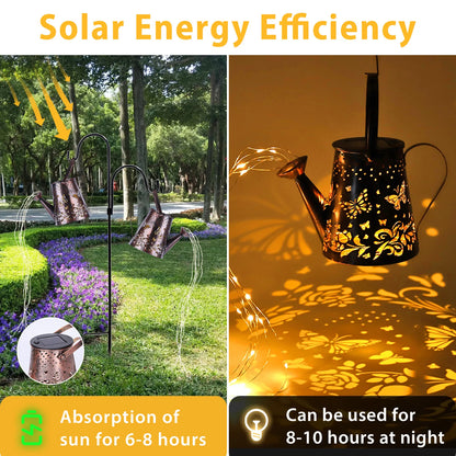 Solar Watering Can Light Butterfly Hanging Waterfall Lamp Waterproof Outdoor Garden Decoration Yard Porch Lawn Landscape Lamp