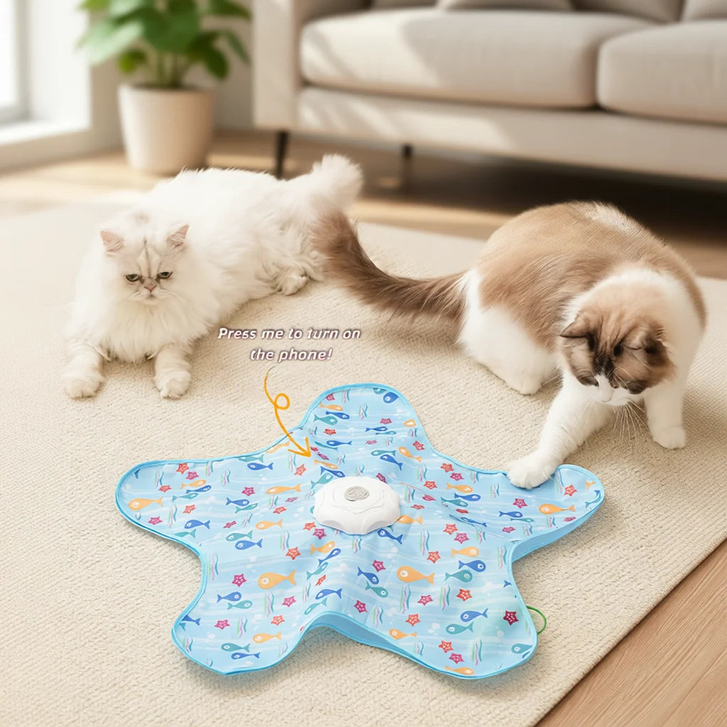 Cat Toys Interactive Hide and Seek Cat Toy with Mouse Squeaky Motion Activated Moving Concealed Feathers Kitten Teaser Toy