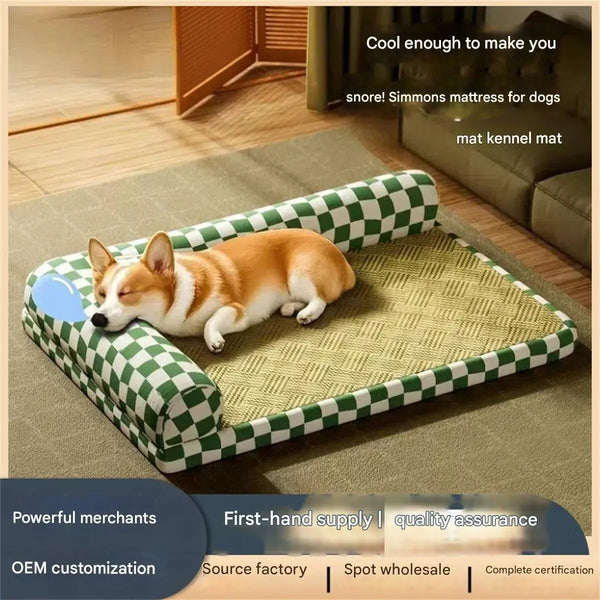 Summer removable and washable pet mat L-shaped cushion thin dog mat multi-layer composite cool dog bed durable Cat bed suitable