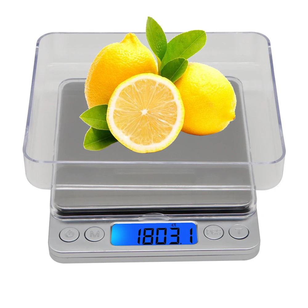 Digital pet food scale with dual removable trays and LCD display for accurate portion measurement