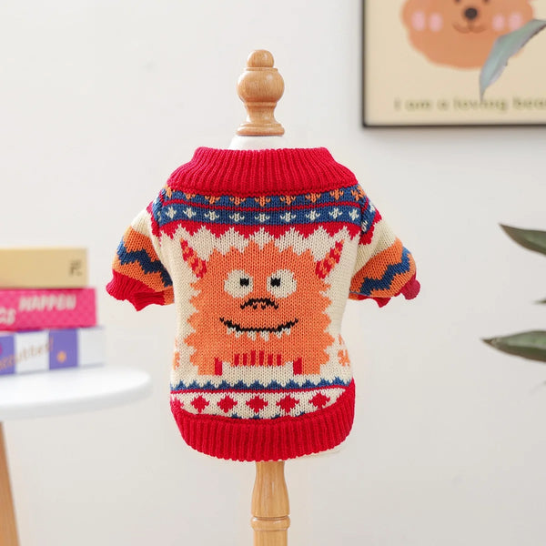 Halloween Monster Dogs Sweaters Knitted Warm Winter Cosplay Outfit for Cats Party Cute Cos Overalls Small Medium Pet Clothing