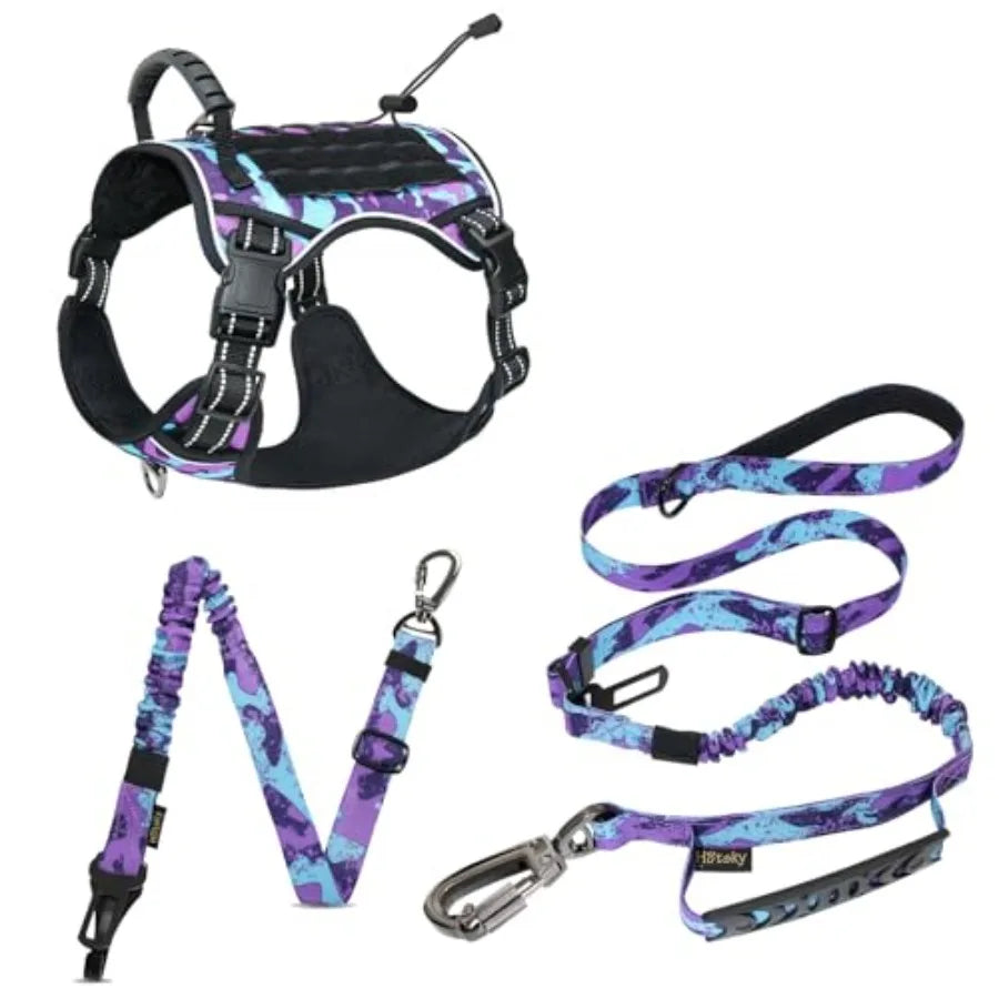 Tactical Dog Harness and Leash for Medium Dogs No Pull Adjustable Reflective Military Dog Vest Harness with Control Handle Moll