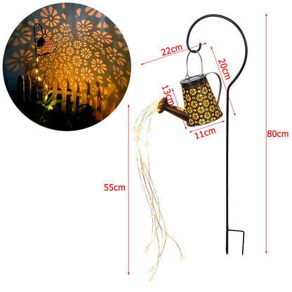 Solar Watering Can Light Butterfly Hanging Waterfall Lamp Waterproof Outdoor Garden Decoration Yard Porch Lawn Landscape Lamp
