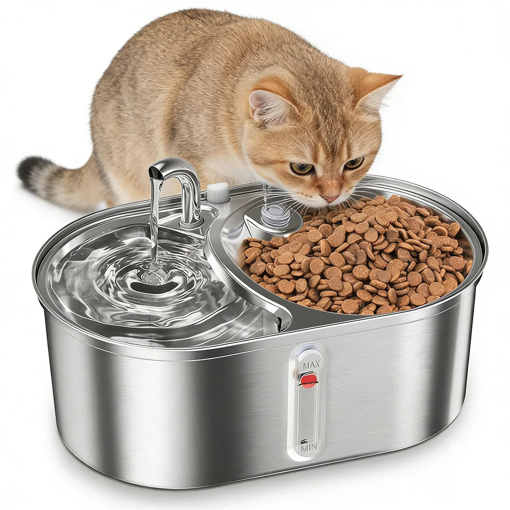 3.2L Automatic Pet Water Fountain Stainless Steel Silent Pet Water Dispenser Pump Water Level Windows Cat Dogs Drinking Bowl