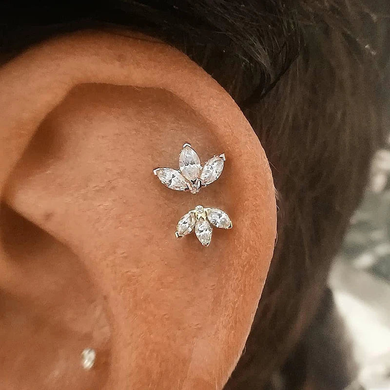 Korean Fashion Cubic Zirconia Yellow Silver Plated Stud Earring For Women Engagement Wedding Trendy Jewelry Gift Girls