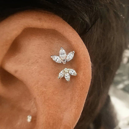 Korean Fashion Cubic Zirconia Yellow Silver Plated Stud Earring For Women Engagement Wedding Trendy Jewelry Gift Girls
